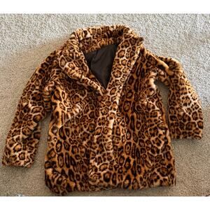 Faux Fur Leopard Cheetah Coat Jacket Plus Size 2X